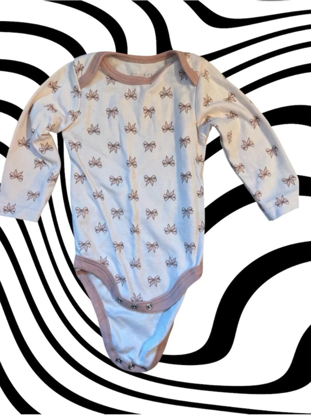 chick pea Pink & Brown Bow and Football One-Piece Bodysuit Set